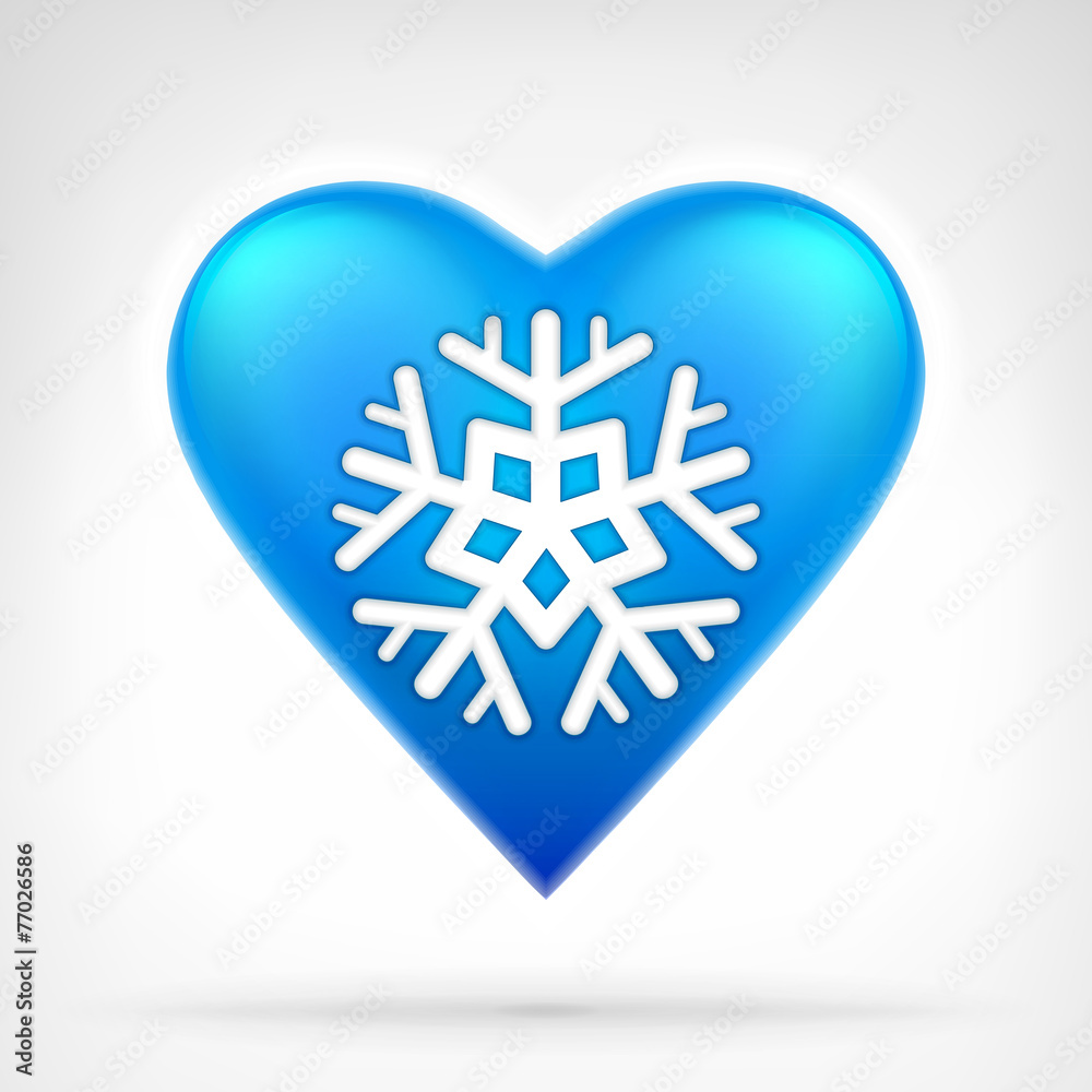 I love winter concept as snowflake on blue heart icon design I love winter concept as snowflake on blue heart icon design