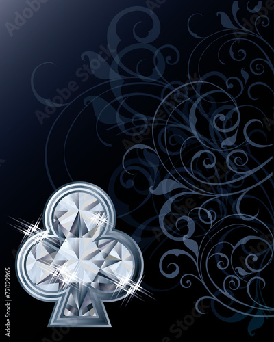 Diamond poker clubs card, vector illustration