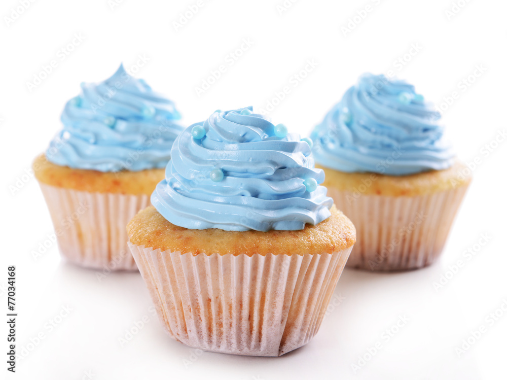 Delicious cupcakes isolated on white Delicious cupcakes isolated on white