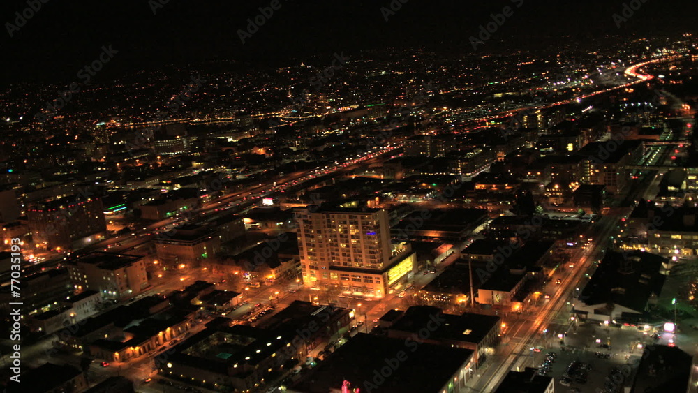 Aerial illuminated city streets, San Francisco, USA Aerial illuminated city streets, San Francisco, USA