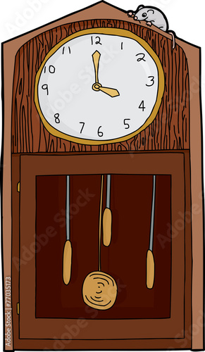 Isolated Antique Clock with Mouse