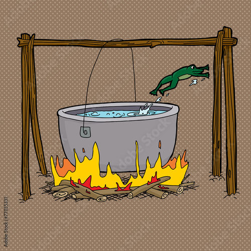 Frog Jumping Out of Campfire Pot
