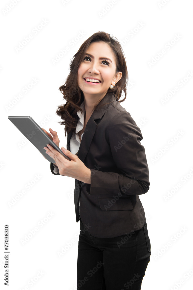 beautiful modern business woman holding tablet computer beautiful modern business woman holding tablet computer