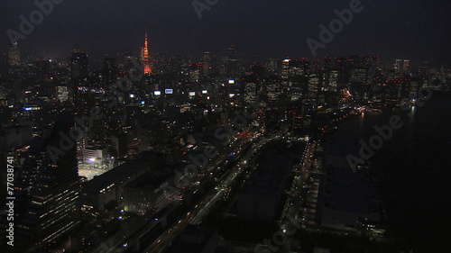 Wallpaper Mural Aerial illuminated Metropolis city night Tokyo Tower Bay Odaiba Japan Torontodigital.ca