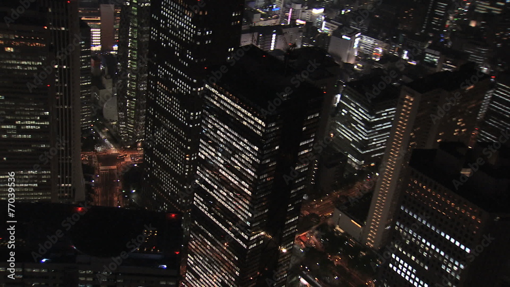 Aerial Metropolis Tokyo City night illuminated skyscrapers  travel Japan Asia