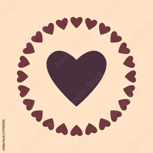Vector many small hearts around heart inside circle