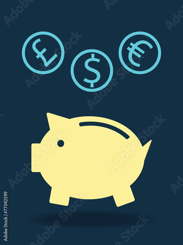 Vector money different currencies investment tin piggy box