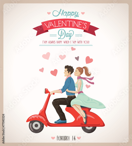 Loving couple on a scooter