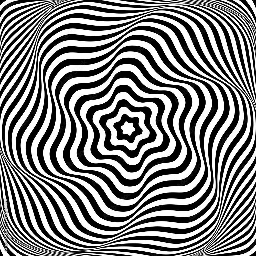 Illusion of wavy rotation movement. Abstract op art illustration