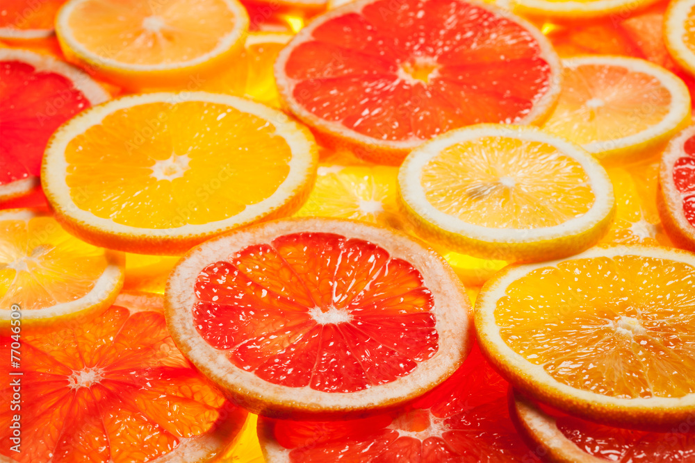 Colorful citrus fruit slices Colorful citrus fruit slices