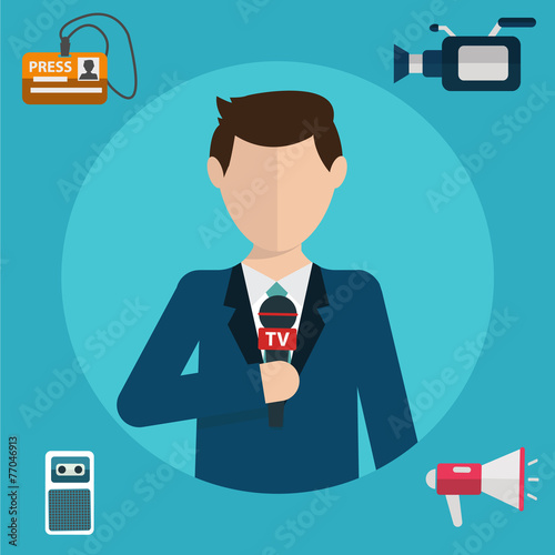 Modern flat concept of journalism, press , news reporter
