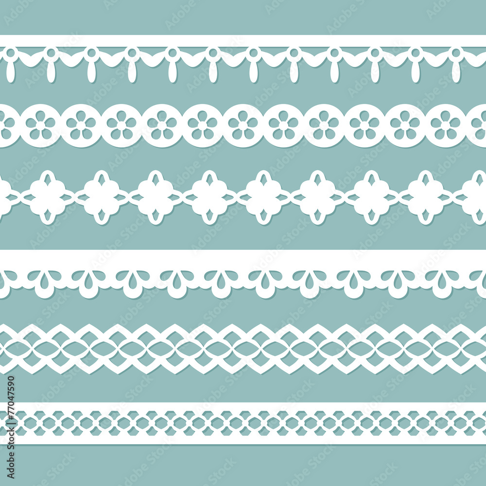 set of seamless borders on the blue background set of seamless borders on the blue background