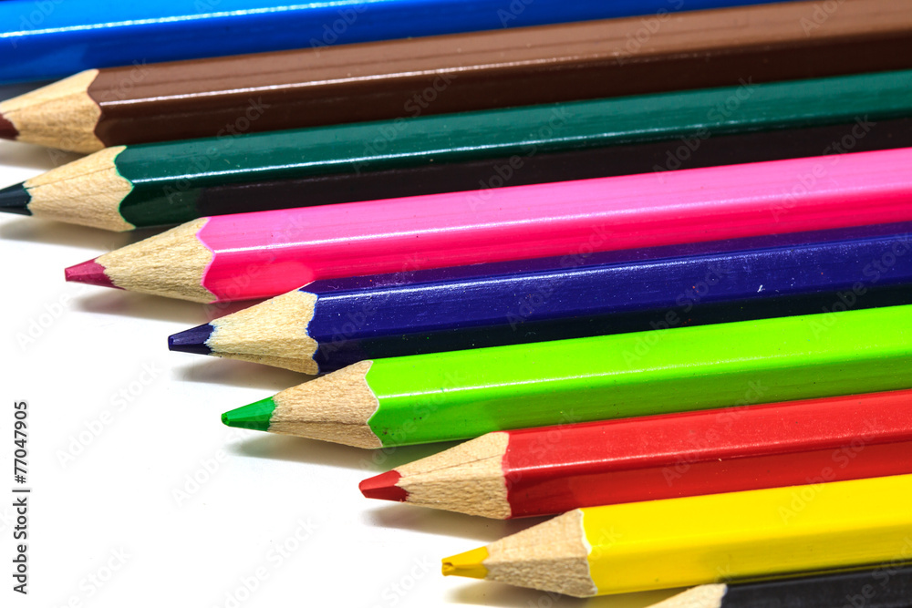 Colour pencils on white