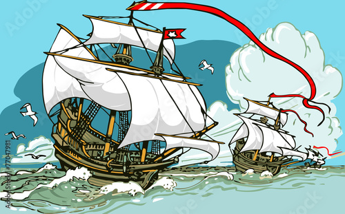 Great Discoveries - Three Galleons Sailing