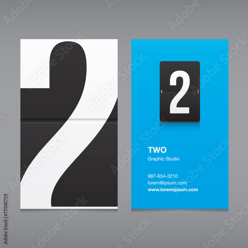 Business card with a number logo, numeral 2