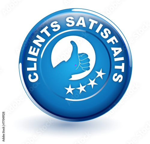 clients satisfaits sur bouton bleu