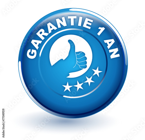 garantie 1 an sur bouton bleu