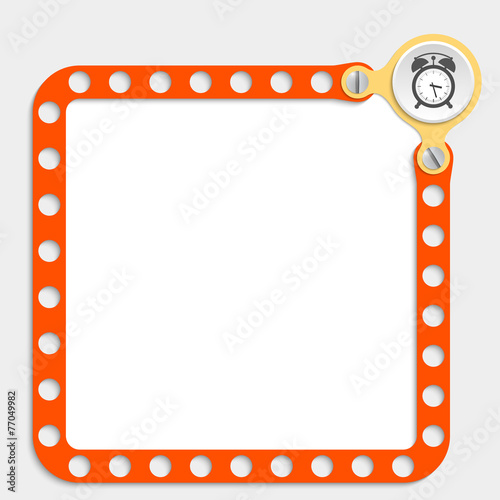 red frame for any text with screws and alarm clock