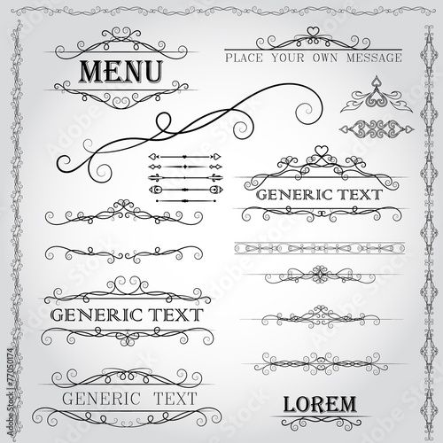 Calligraphic design elements and page decoration - vector set