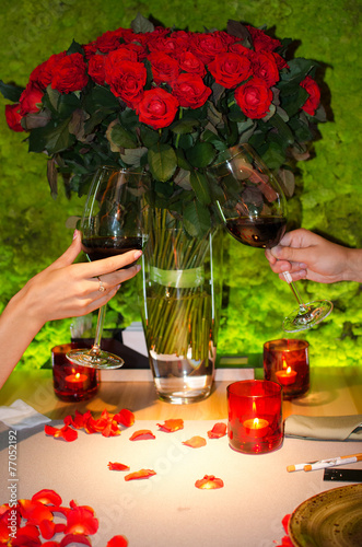 romantic dinner with wine