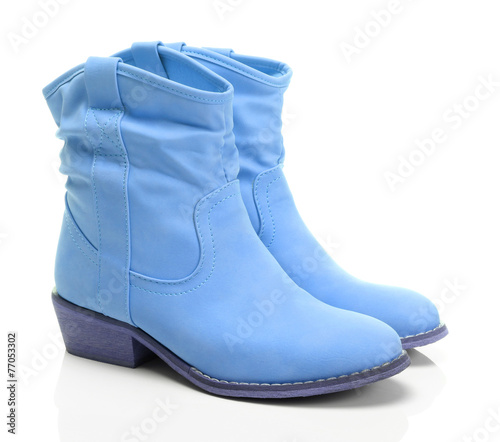 Women's blue shoes on a white background