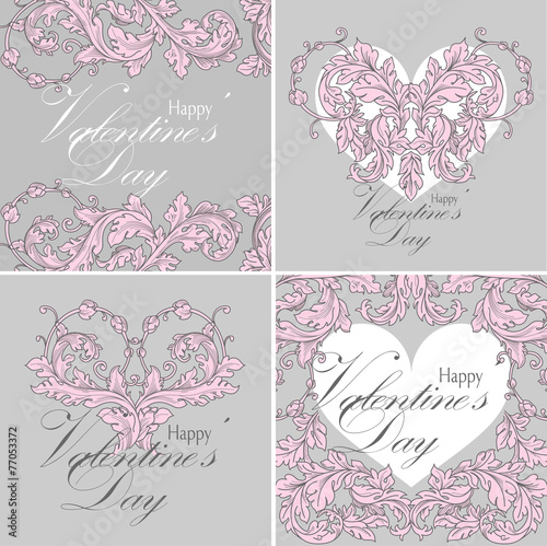 Set of valentines day greeting cards.
