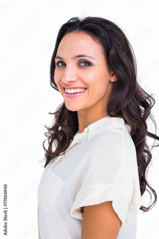 Pretty brunette smiling at camera Pretty brunette smiling at camera