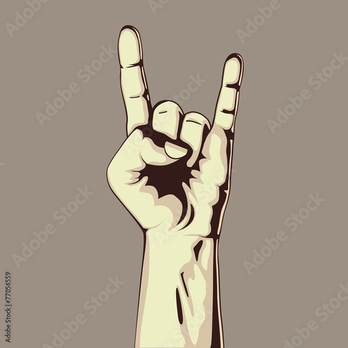 Hand in rock sign.