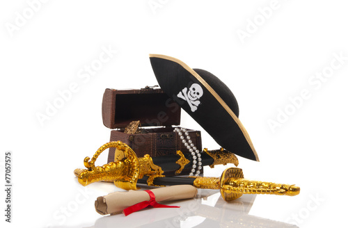 Pirate treasure isolated on white