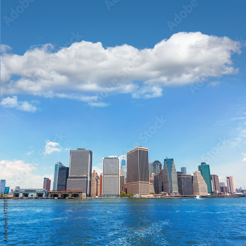 Manhattan New York skyline from NY bay in USA
