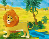 Cartoon scene - wild Africa animals - lion