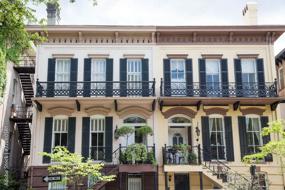 Two Story Savannah Home with Black Shutters
