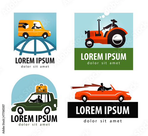 car vector logo design template. tractor or  transport icon.
