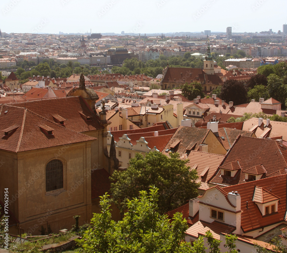 Obraz premium Panorama of Charles bridge, View From Castle, Prague