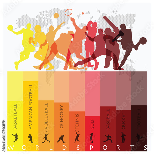 World Sport Isolate Action Icon Set
