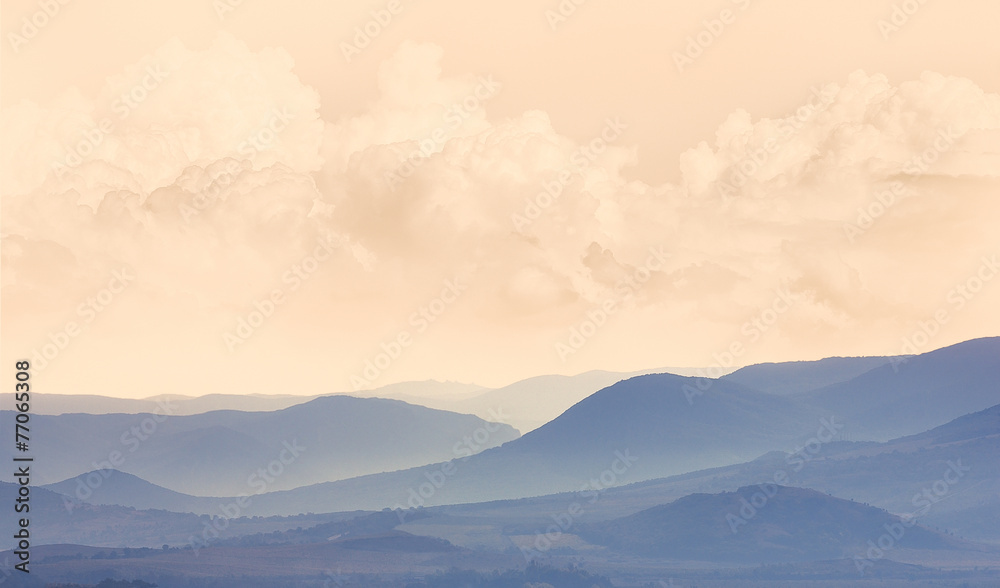 Mountain landscape in pastel colors