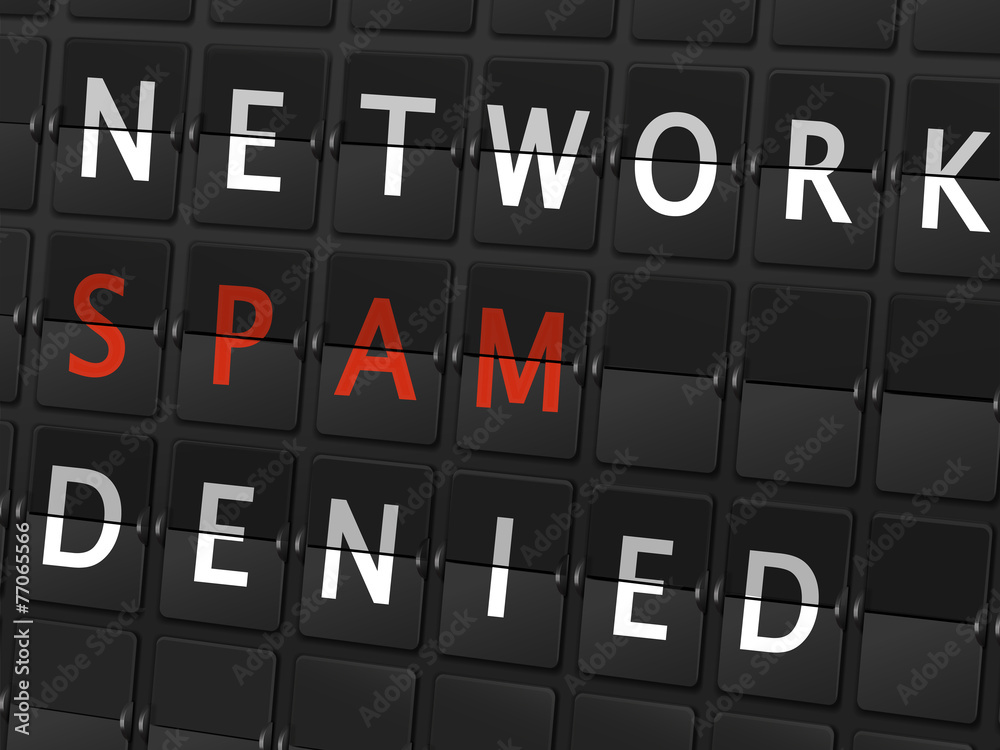 network spam denied words on airport board network spam denied words on airport board