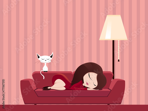 Illustration of sleeping girl