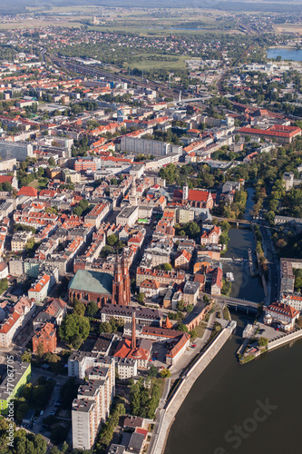 POLAND, OPOLE - AUGUST 19, 2012: Aerial view of Opole city cente