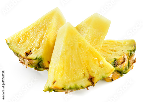 Pineapple slices isolated on white background.