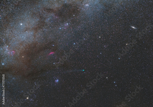 Conjunction of Comet C/2014 Q2 and Star cluster M45