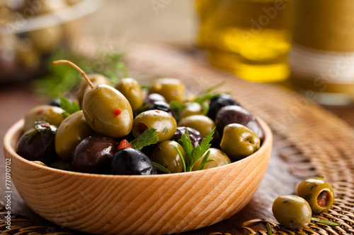 Marinated olives.