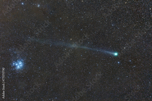 Conjunction of Comet C/2014 Q2 and Star cluster M45