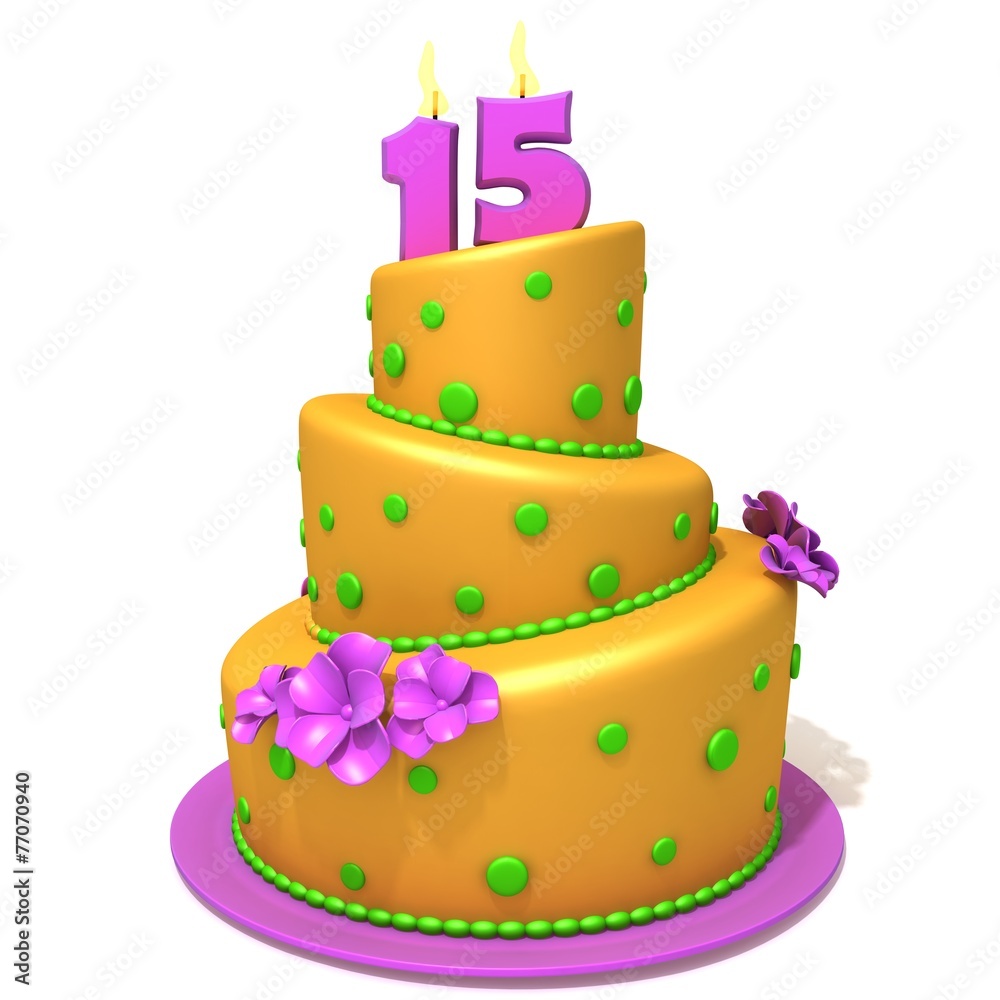 Birthday cake with number fifteen Birthday cake with number fifteen