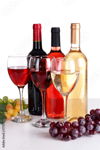 Different wine isolated on white