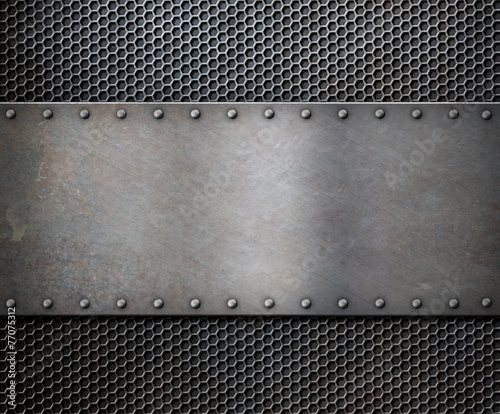 old metal rustic plate over...
