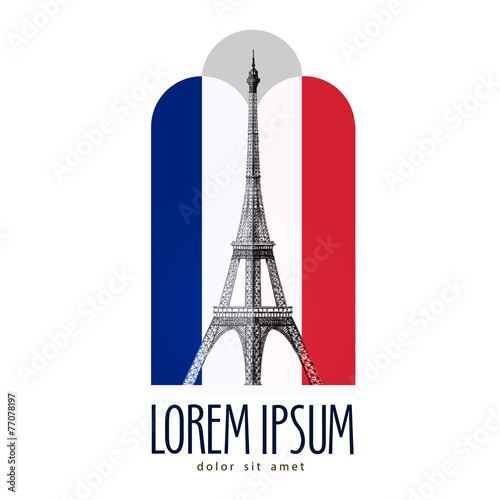 Paris logo design template. France or Eiffel Tower icon.