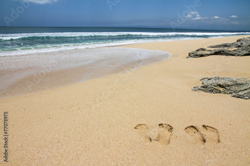 Beach with Footsteps and Stones-Bali,Indonesia