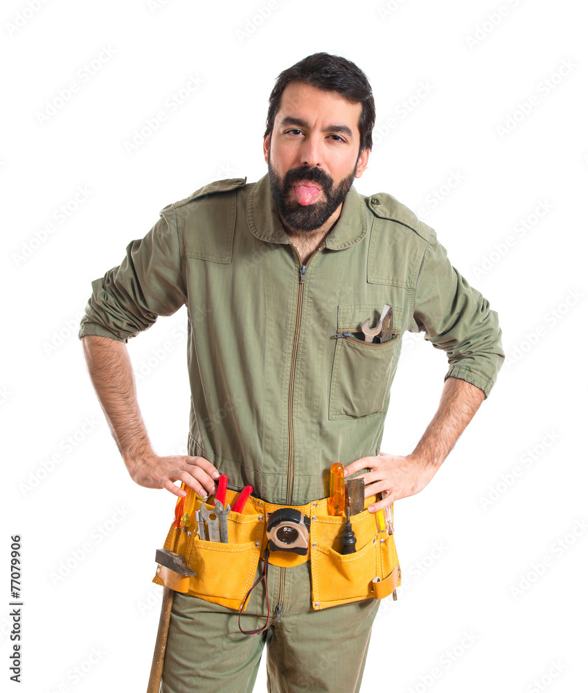 Mechanic doing a joke Mechanic doing a joke