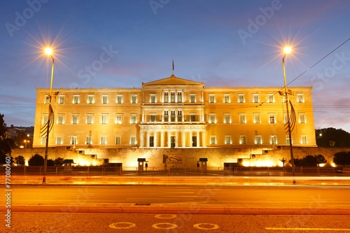 Building of Greek parliament in Syntagma square, Athens. photo
